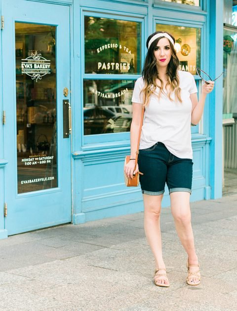 Casual modest summer outfit idea - how to wear bermuda shorts // Hey There Chelsie - A Salt Lake City Lifestyle Blog